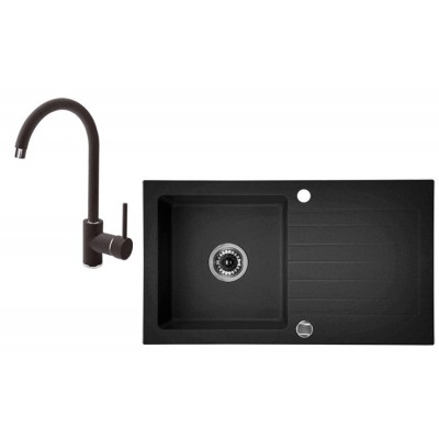 Deante Zorba Zlewozmywak 1-komorowy z ociekaczem + bateria stojąca