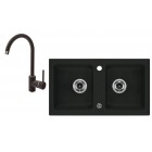 Deante Zorba Zlewozmywak 2-komorowy bez ociekacza + bateria stojąca