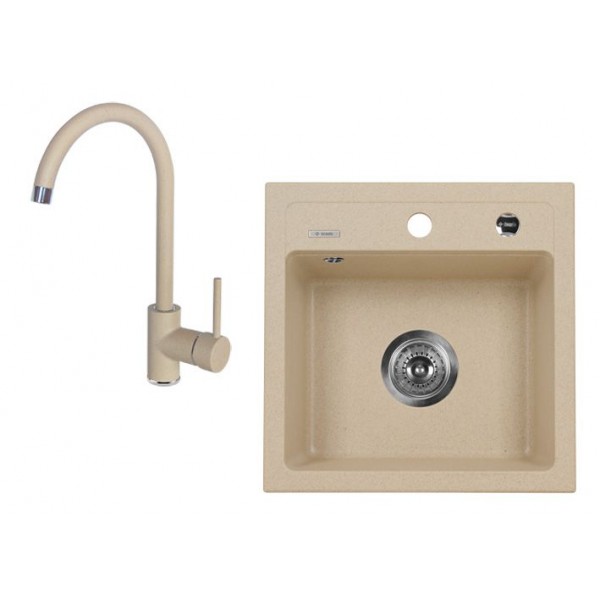 Deante Zorba Zlewozmywak 1-komorowy bez ociekacza + bateria stojąca