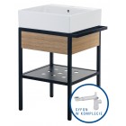 Deante Temisto Umywalka stawiana na blacie + konsola łazienkowa z szufladą 56x50 + syfon space saver