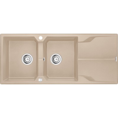 Deante Andante Zlewozmywak granitowy 2-komorowy z ociekaczem - piaskowy