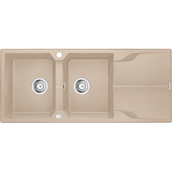 Deante Andante Zlewozmywak granitowy 2-komorowy z ociekaczem - piaskowy