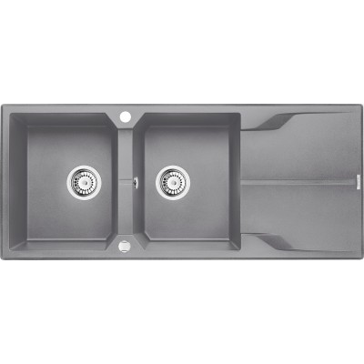 Deante Andante Zlewozmywak granitowy 2-komorowy z ociekaczem - szary