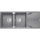 Deante Andante Zlewozmywak granitowy 2-komorowy z ociekaczem - szary