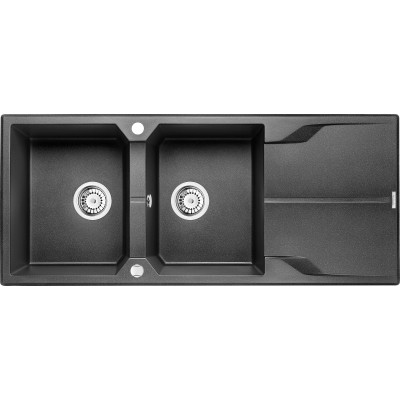 Deante Andante Zlewozmywak granitowy 2-komorowy z ociekaczem - grafitowy