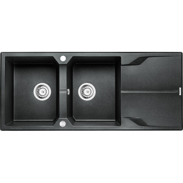 Deante Andante Zlewozmywak granitowy 2-komorowy z ociekaczem - grafitowy