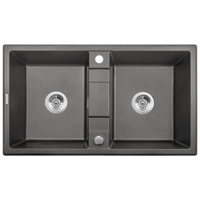 Deante Eridan Zlewozmywak 2-komorowy bez ociekacza - antracyt