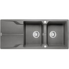 Deante Andante Zlewozmywak granitowy 2-komorowy z ociekaczem - antracyt