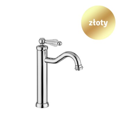 Giulini Giovanni Hermitage bateria umywalkowa wysoka złota - uchwyt przezroczysty Swarovski 4437/SCZŁ/S