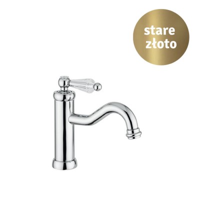 Giulini Giovanni Hermitage bateria umywalkowa stare złoto - uchwyt przezroczysty Swarovski 4433BR/S