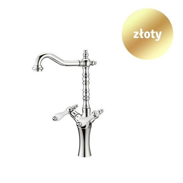 Giulini Giovanni Praga bateria umywalkowa retro wysoka złota S7556AHZŁ