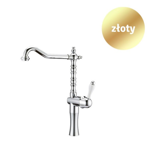 Giulini Giovanni Praga bateria umywalkowa retro wysoka - mieszacz złota 7527AHZŁ