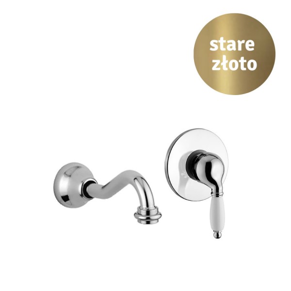 Clasic bateria umywalkowa ścienna stare złoto CL04400B