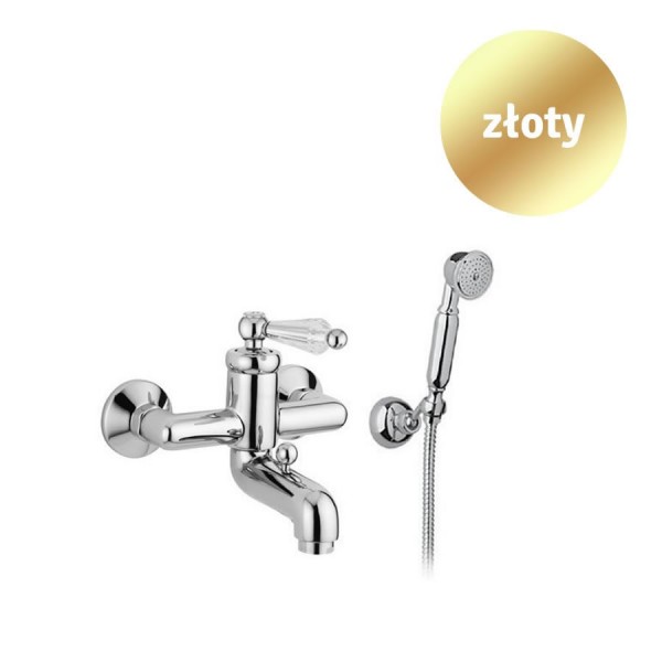 Giulini Giovanni Hermitage bateria wannowa kompletna złota - uchwyt przezroczysty Swarovski 4401/SZŁ