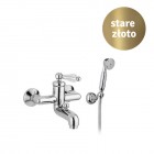 Giulini Giovanni Hermitage bateria wannowa kompletna stare złoto - uchwyt przezroczysty Swarovski 4401/SB