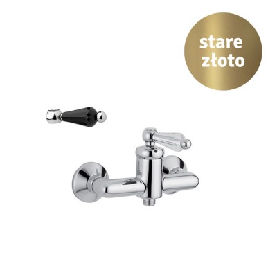 Giulini Giovanni Hermitage bateria prysznicowa stare złoto - uchwyt czarny Swarovski 4408/S/CZ/B