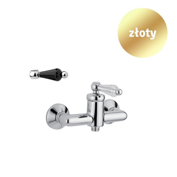 Giulini Giovanni Hermitage bateria prysznicowa złota - uchwyt czarny Swarovski 4408/S/CZ/ZŁ