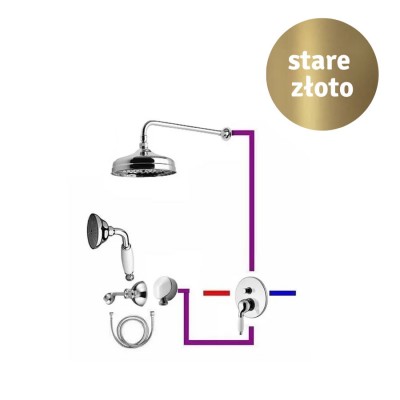 Clasic kompletny zestaw prysznicowy deszczownica 20 cm + słuchawka z uchwytem retro stare złoto CLZES20B Clasic kompletny zestaw prysznicowy deszczownica 20 cm + słuchawka z uchwytem retro stare złoto CLZES20B