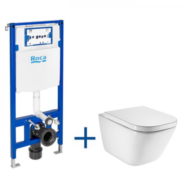 Roca Gap Square zestaw podtynkowy + miska WC RImless z deską wolnoopadającą A893104490