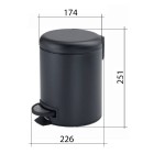Gedy Kubełek na śmieci 3 l czarny mat