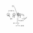 Tres Study Exclusive bateria umywalkowa podtynkowa wylewka 140 mm złota 26220080OR