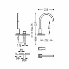 Tres Cuadro Exclusive bateria umywalkowa nablatowa 2-otworowa wysoka złota 00610503OR