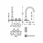Tres Cuadro Exclusive bateria umywalkowa nablatowa 3-otworowa wysoka złota 00810503OR