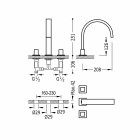 Tres Cuadro Exclusive bateria umywalkowa 3-otworowa złota 00810501OR