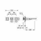 Tres Cuadro Exclusive bateria umywalkowa podtynkowa wylewka 180 mm złota 00815301OR