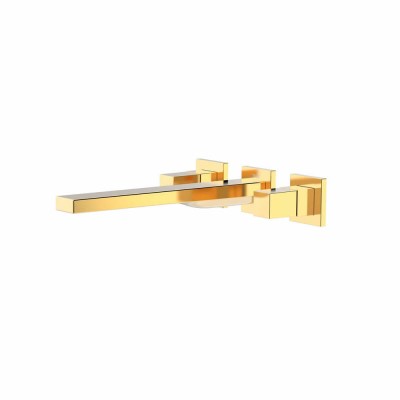 Tres Cuadro Exclusive bateria umywalkowa podtynkowa wylewka 240 mm złota 00815401OR