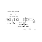 Tres Project Tres bateria kuchenna ścienna wylewka 214 mm złota 21115201OR