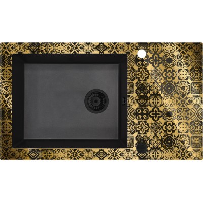 Deante Capella zlewozmywak szklano-granitowy 86x50 cm grafitowy metalik/złoto ZSC GG2C