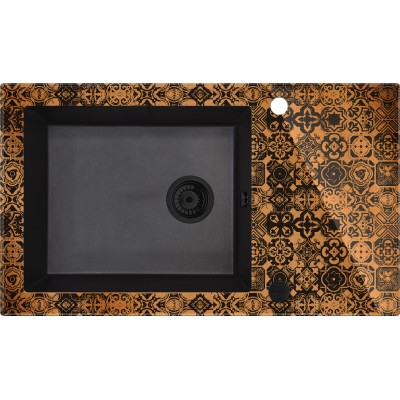 Deante Capella zlewozmywak szklano-granitowy 86x50 cm grafitowy metalik/miedź ZSC GM2C