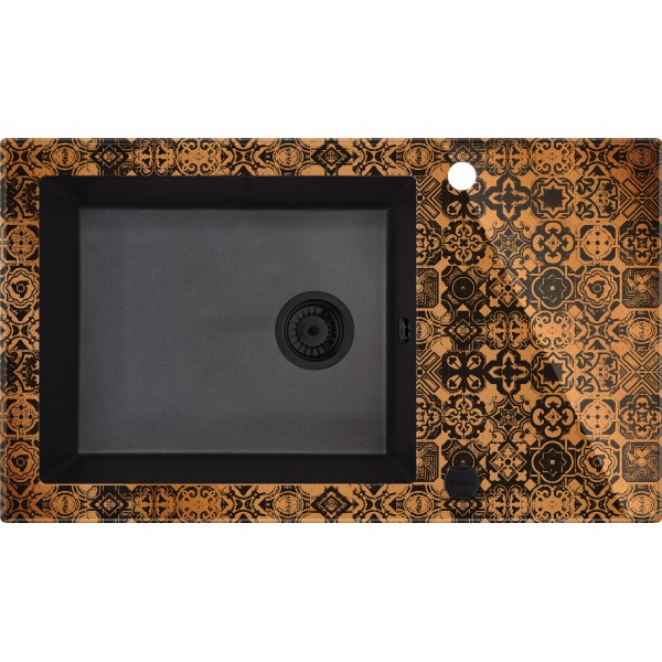 Deante Capella zlewozmywak szklano-granitowy 86x50 cm grafitowy metalik/miedź ZSC GM2C