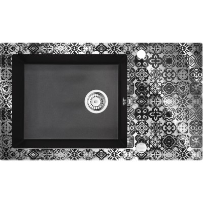 Deante Capella zlewozmywak szklano-granitowy 86x50 cm grafitowy metalik/platyna ZSC GP2C