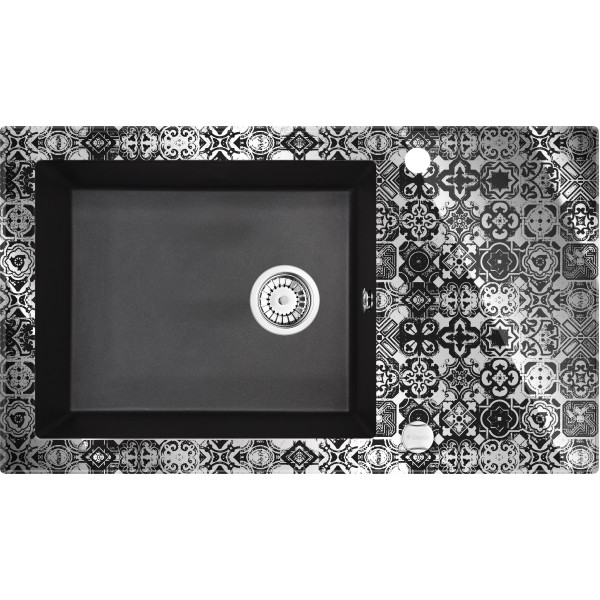 Deante Capella zlewozmywak szklano-granitowy 86x50 cm grafitowy metalik/platyna ZSC GP2C