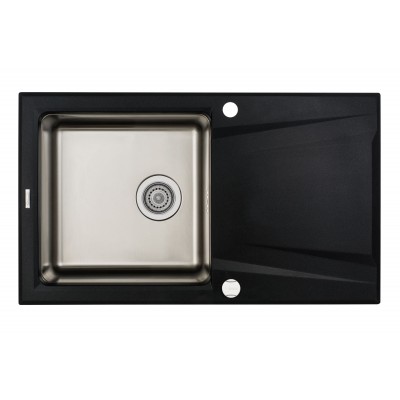 Deante Prime Zlewozmywak granitowo-stalowy 1-komorowy z ociekaczem - grafit metalik