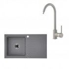Deante Zorba Komplet zlewozmywak granitowy 1-komorowy z ociekaczem + bateria zlewozmywakowa stojąca