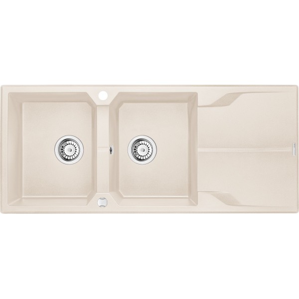 Deante Andante Zlewozmywak granitowy 2-komorowy z ociekaczem - beż