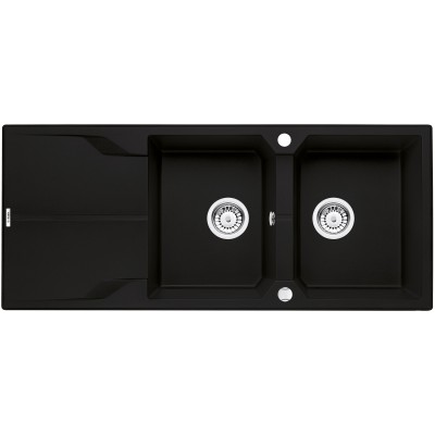 Deante Andante Zlewozmywak granitowy 2-komorowy z ociekaczem - nero