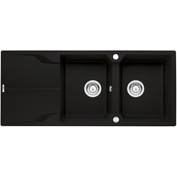 Deante Andante Zlewozmywak granitowy 2-komorowy z ociekaczem - nero