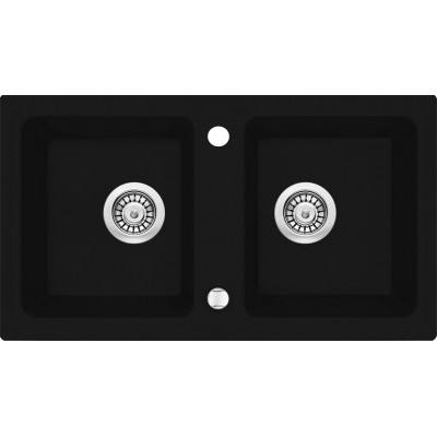 Deante Zorba Zlewozmywak 2-komorowy bez ociekacza - nero