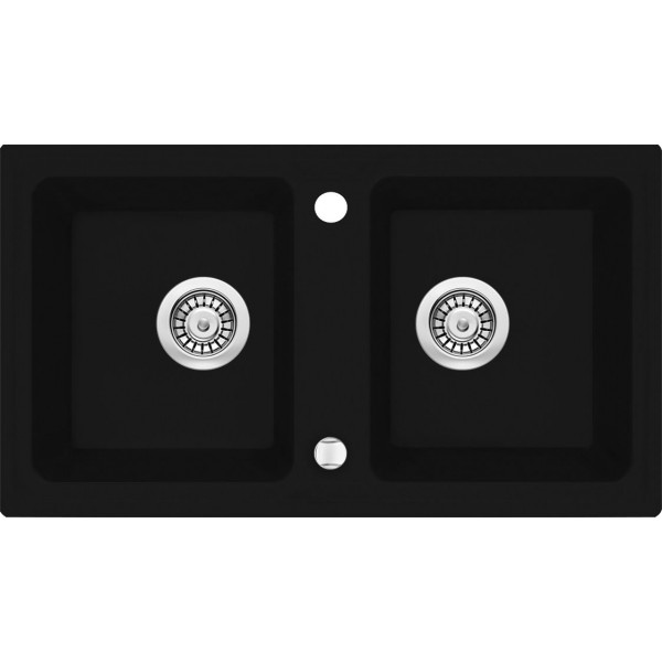 Deante Zorba Zlewozmywak 2-komorowy bez ociekacza - nero