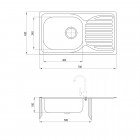 Deante Doppio zlewozmywak stalowy 1-komorowy z ociekaczem z baterią zlewozmywakową ZENB0113