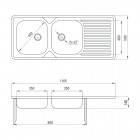 Deante Techno zlewozmywak 2-komorowy z ociekaczem satyna ZEU 0210