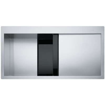 Franke Crystal Line CLV 214 zlewozmywak stalowy/czarne 100x51,2 cm jedwab szkło komora z lewej 127.0306.386