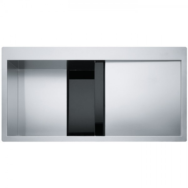Franke Crystal Line CLV 214 zlewozmywak stalowy/czarne 100x51,2 cm jedwab szkło komora z lewej 127.0306.386
