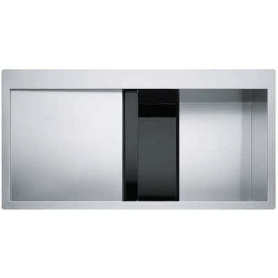 Franke Crystal Line CLV 214 zlewozmywak stalowy/czarne 100x51,2 cm jedwab szkło komora z prawej 127.0306.387