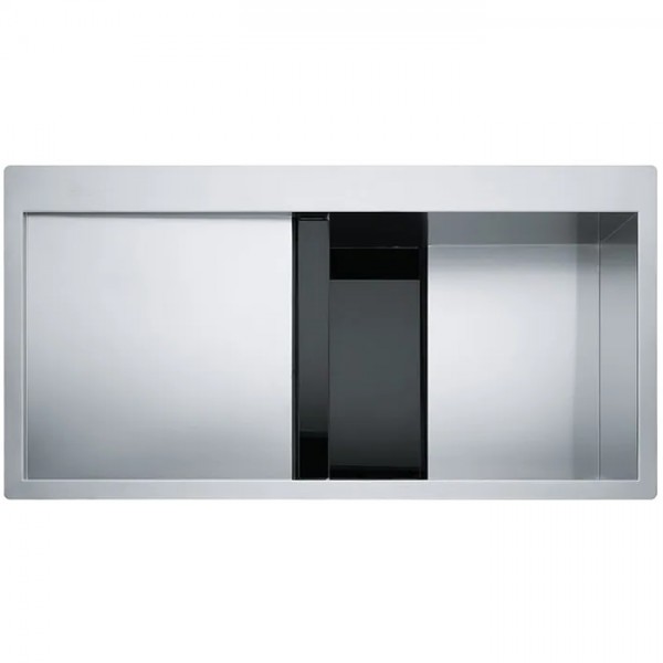 Franke Crystal Line CLV 214 zlewozmywak stalowy/czarne 100x51,2 cm jedwab szkło komora z prawej 127.0306.387