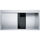 Franke Crystal Line CLV 214 zlewozmywak stalowy/czarne 100x51,2 cm jedwab szkło komora z prawej 127.0306.387